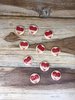 10 Wooden Button with Red Striped  Heart