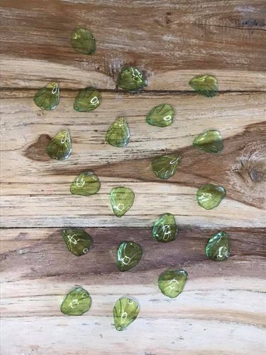 20 Translucent Green Pear Shaped Leaf Lucite Bead