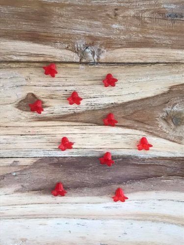 10 Red Bell Shaped Lucite Flower Bead