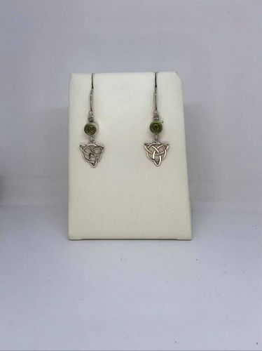 Peridot Celtic Triangle 925 Silver Earrings