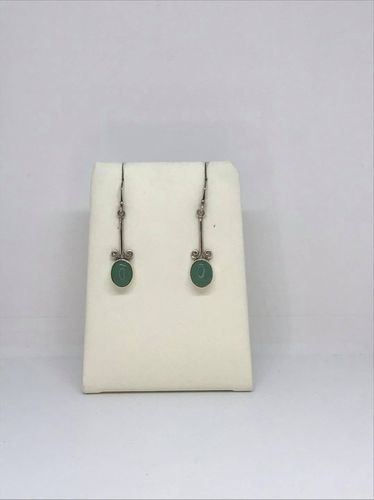 Jade Droplet Long 925 Silver Earrings