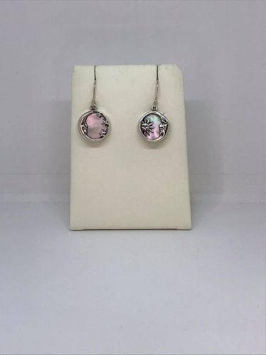Mother Of Pearl Sun & Moon Casting 925 Silver Earrings