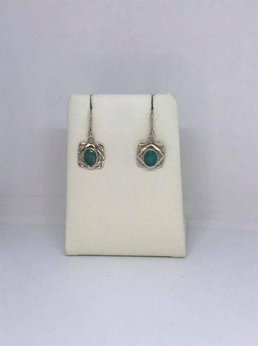 Turquoise Square 925 Silver Earrings