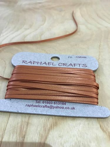10 metres Copper Coloured 1/8th inch wide double facing satin ribbon