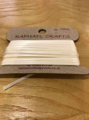 10 metres Cream 1/8th inch wide double facing satin ribbon