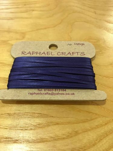 10 metres Navy 1/8th inch wide double facing satin ribbon