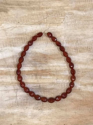 Red Agate Ridged Oval beads13mmx10mm 40cms