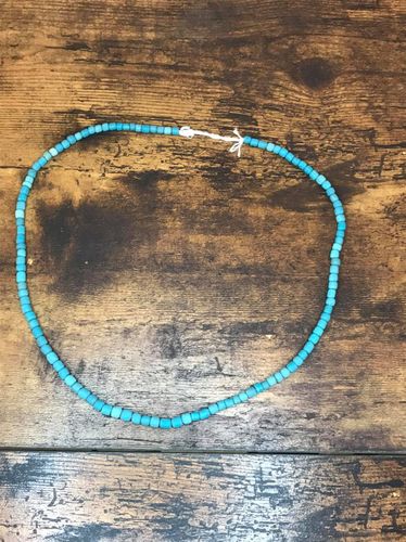 Turquoise Blue Javanese Glass Beads 58cm long approximateley 130 4mm beads