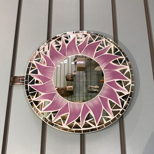 Pink Sun Mosaic Tile Wall Mirror 30cm 12 Inches