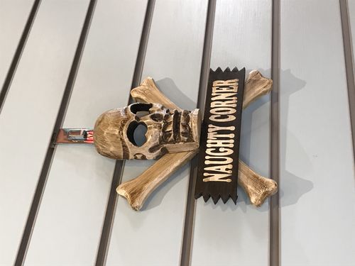 Skull & Crossbones Naughty Corner Pirate Sign Door