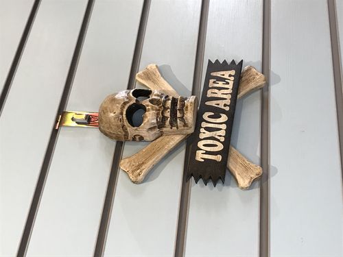 Skull & Crossbones Toxic Area Pirate Sign Door