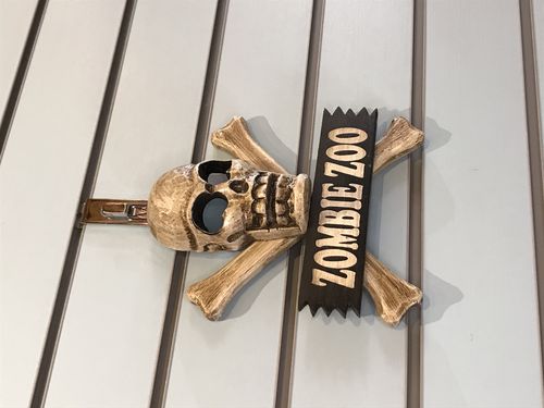 Skull & Crossbones Zombie Zoo Pirate Sign Door