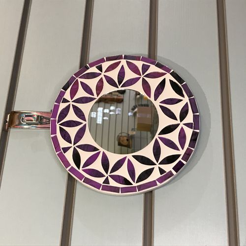 Purple Flower Of Life Mosaic Tile Wall Mirror 20cm 8 Inches