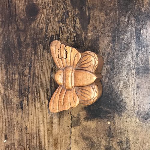 Carved Butterfly 4 Bit Wooden Puzzle Box