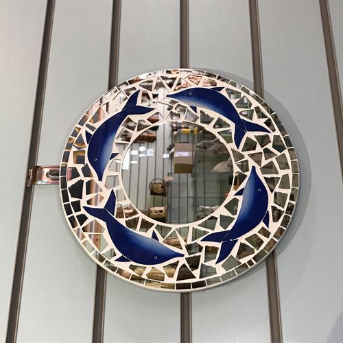 Blue Dolphin Mosaic Tile Wall Mirror 30cm 12 Inches