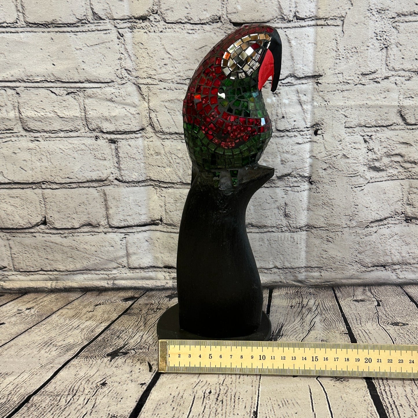 30cm Mosaic Parrot Bird Ornament Statue Fair Trade Handmade Carved Wood Design 35