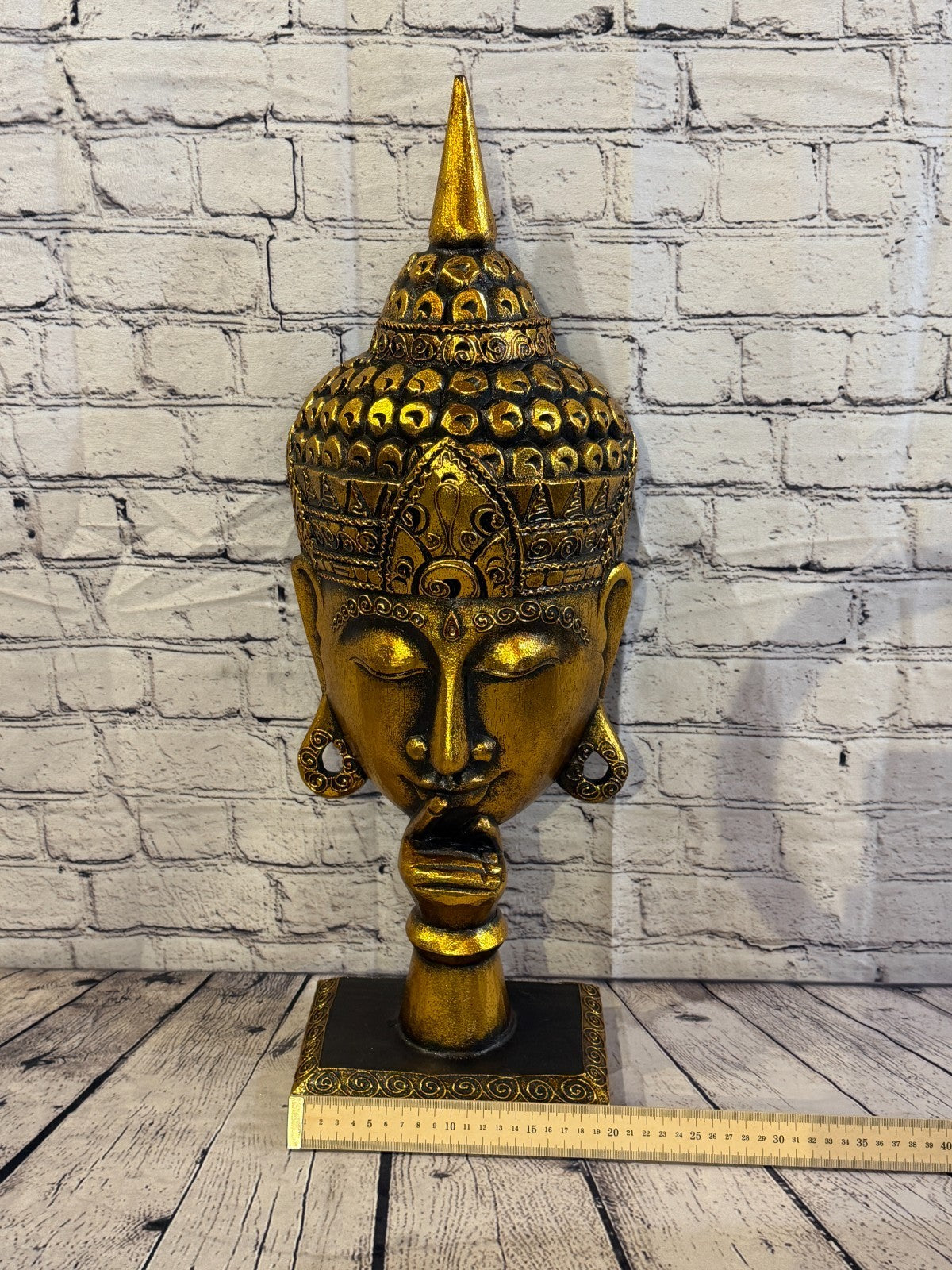 65cm Gold Head Whisper Buddha Ornament Sculpture Statue Buddhas Handcarved6