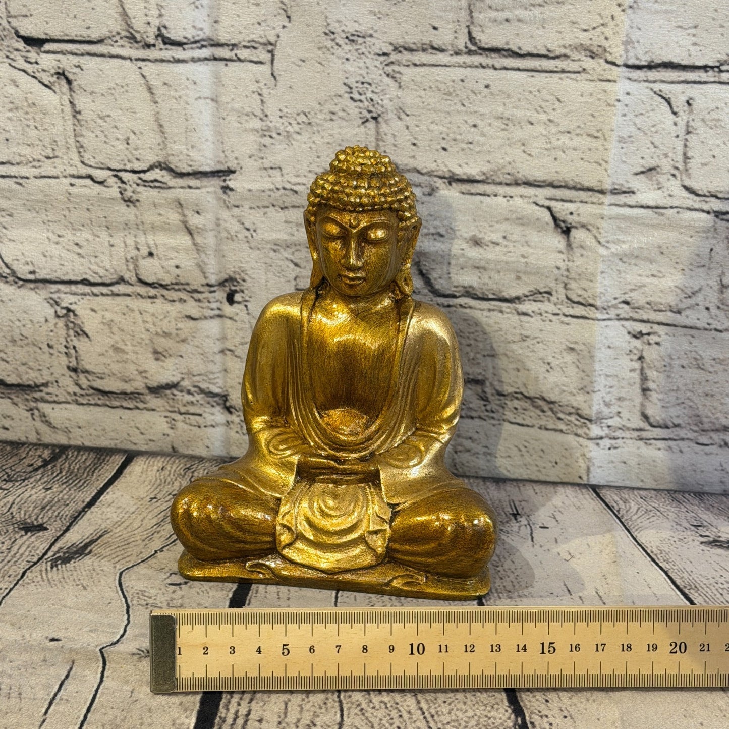 Bronze & Bronze 20cm x 15cm Large Thai Buddha Sitting Statue Resin Hindu6