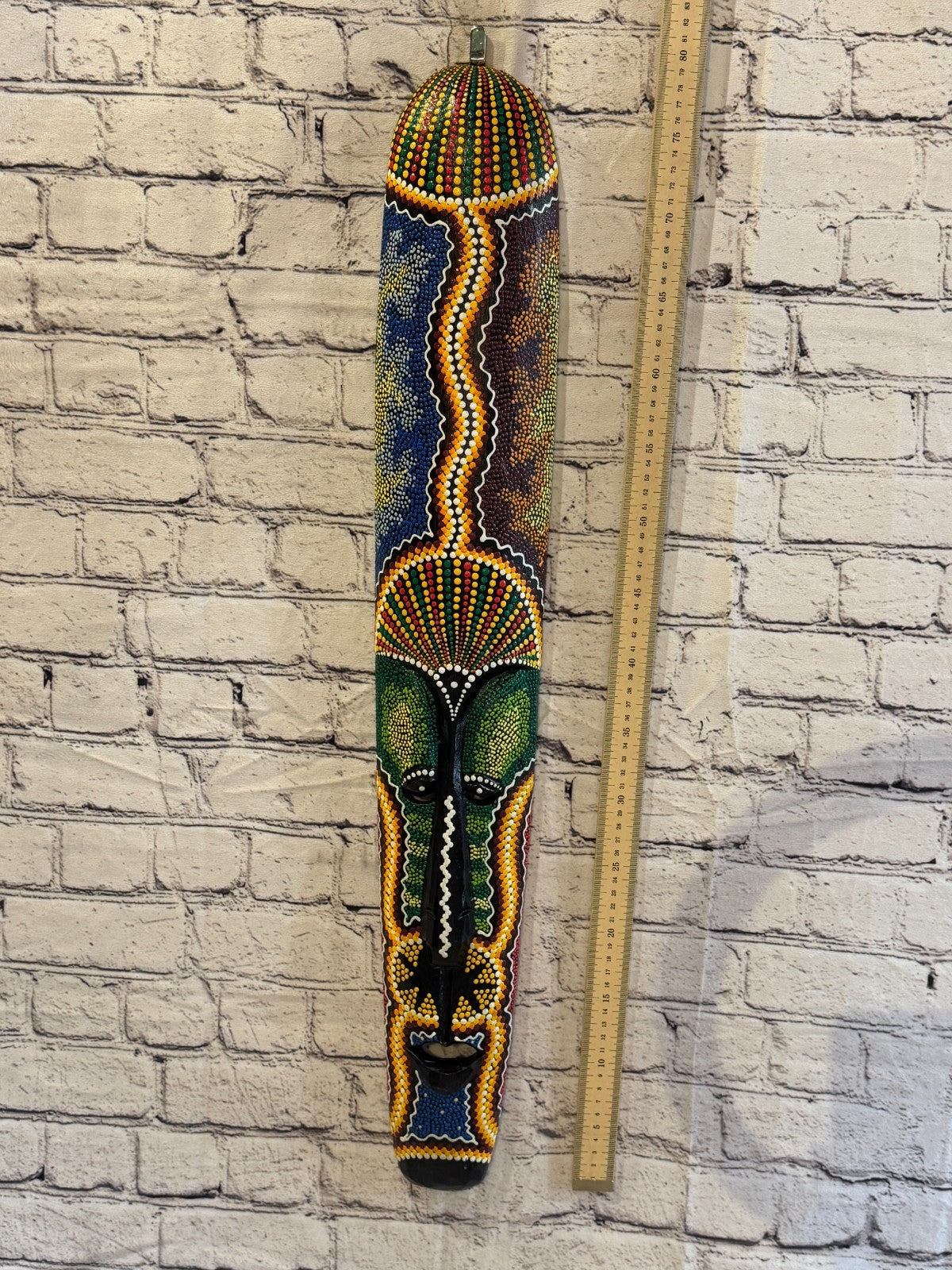 80cm Mask Carved Wooden Dot Painted Ethnic Tribal Tiki Wall Art No 2 New4