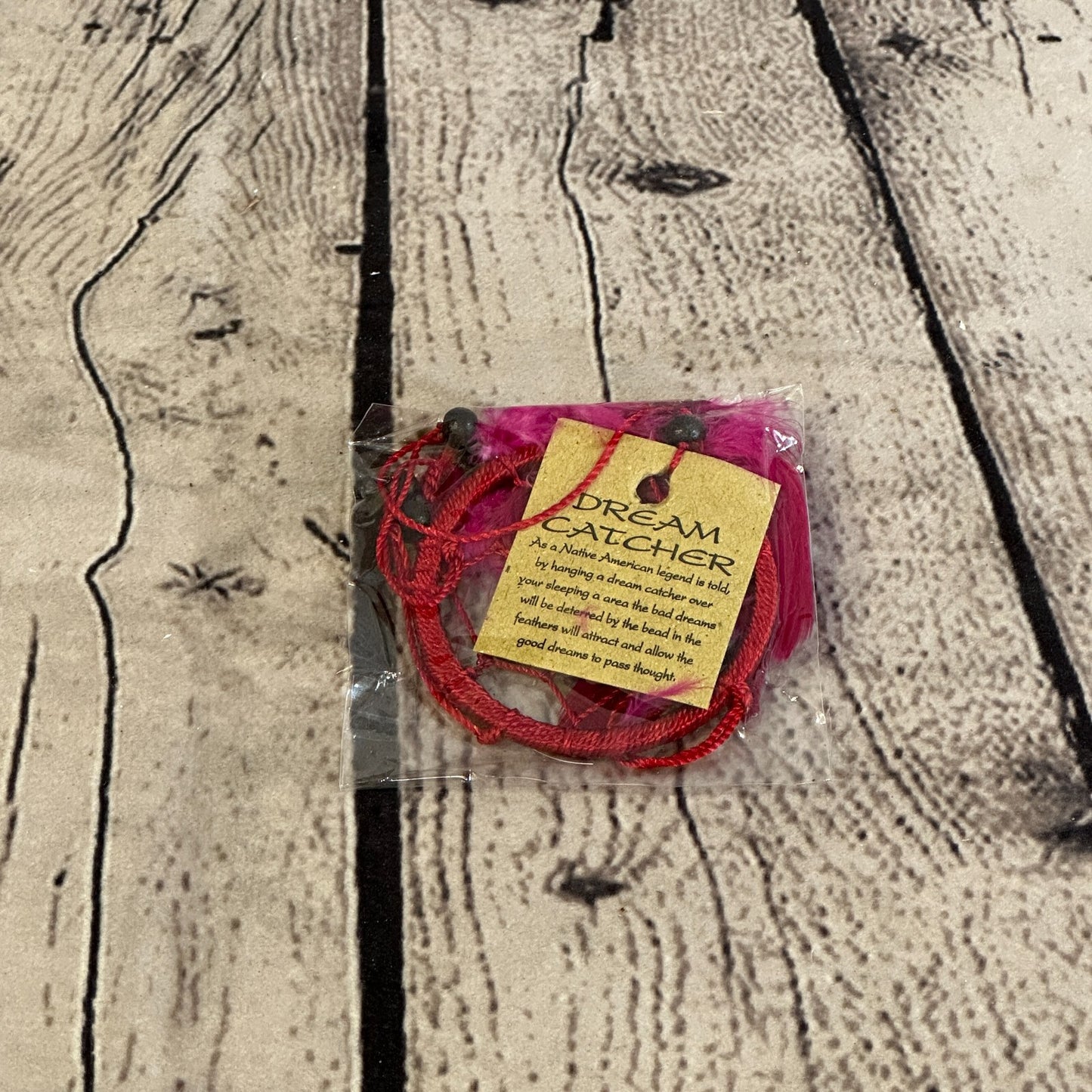 Red Naturals Handmade Dream Catcher Feather Beads Ring For Home Car Décor1