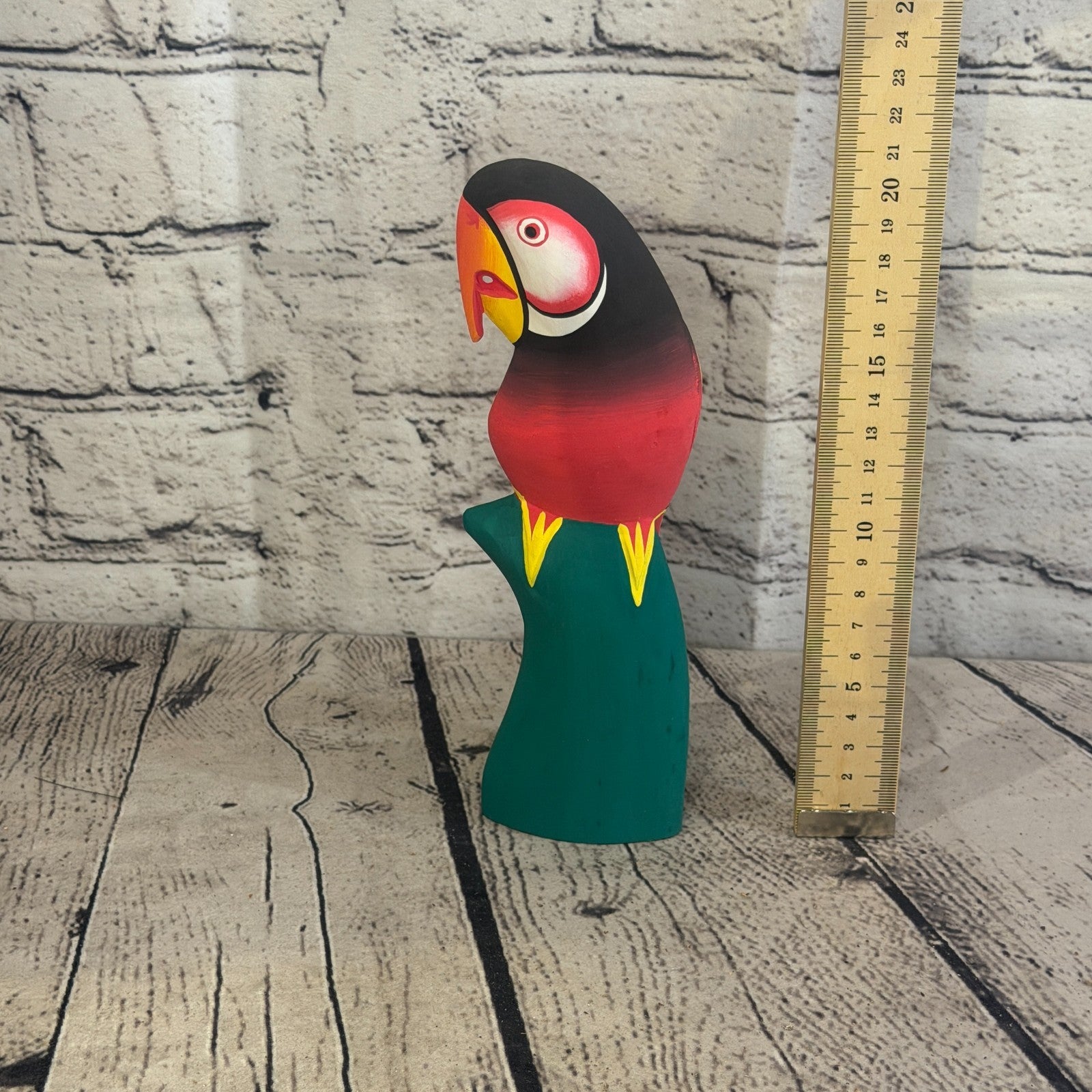 20cm Dark Red Parrot Bird Ornament Statue Fair Trade Hand Made Carved Wood5
