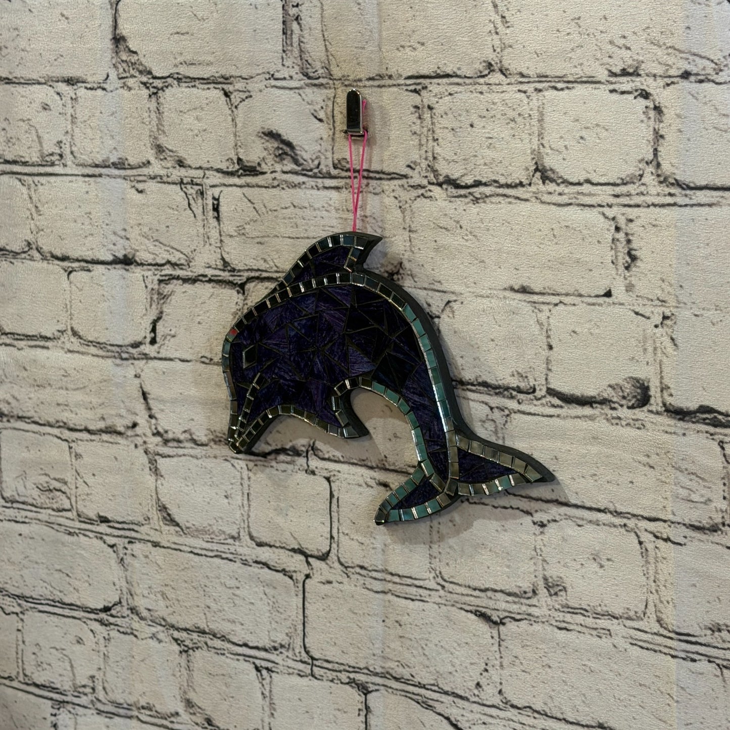 Purple Dolphin Fish Mosaic Tile Wall Mirror 20cm x 20cm Handmade New1