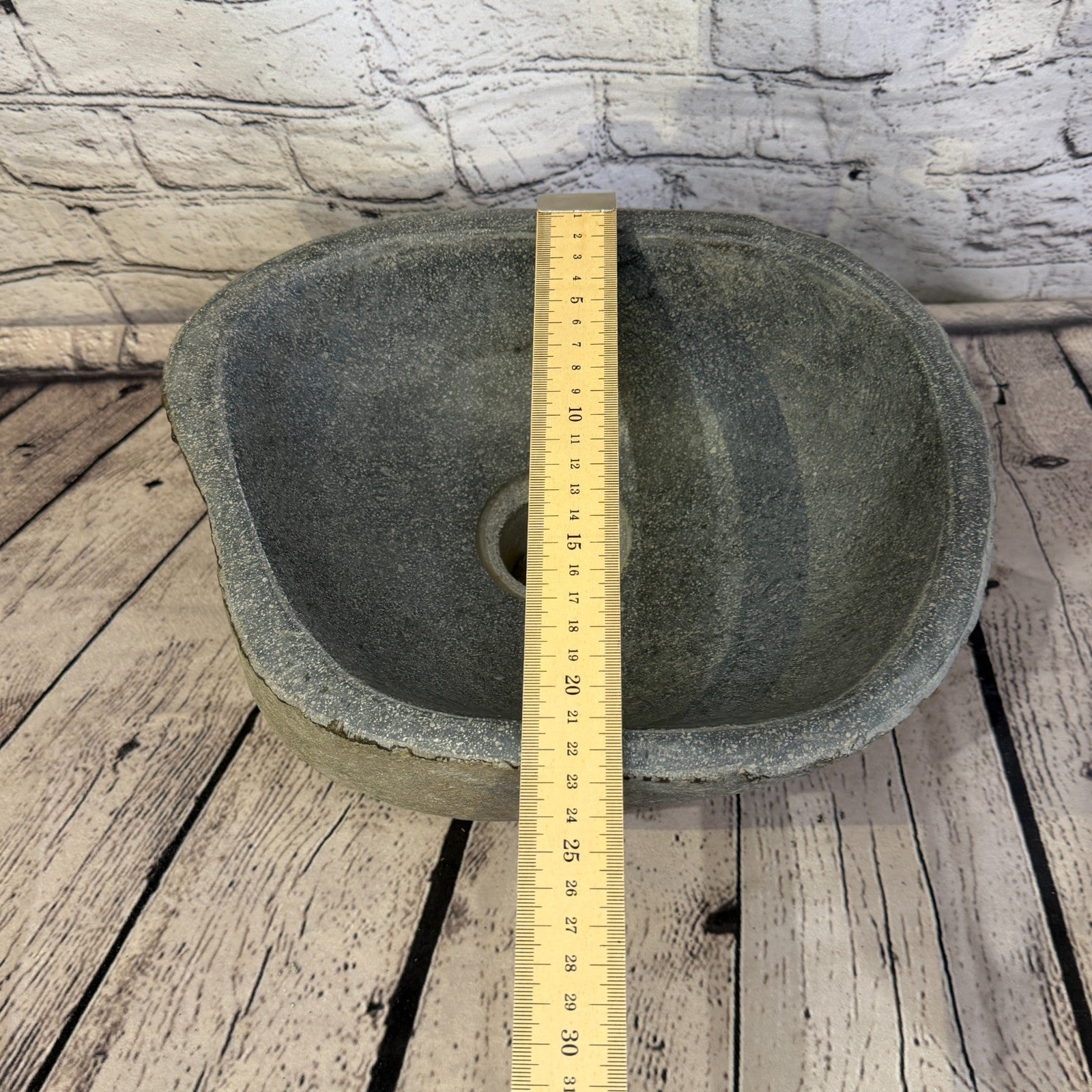 29cm x 23cm Wash Basin Bathroom Counter Top Washing River Stone Bowl Sink No 218