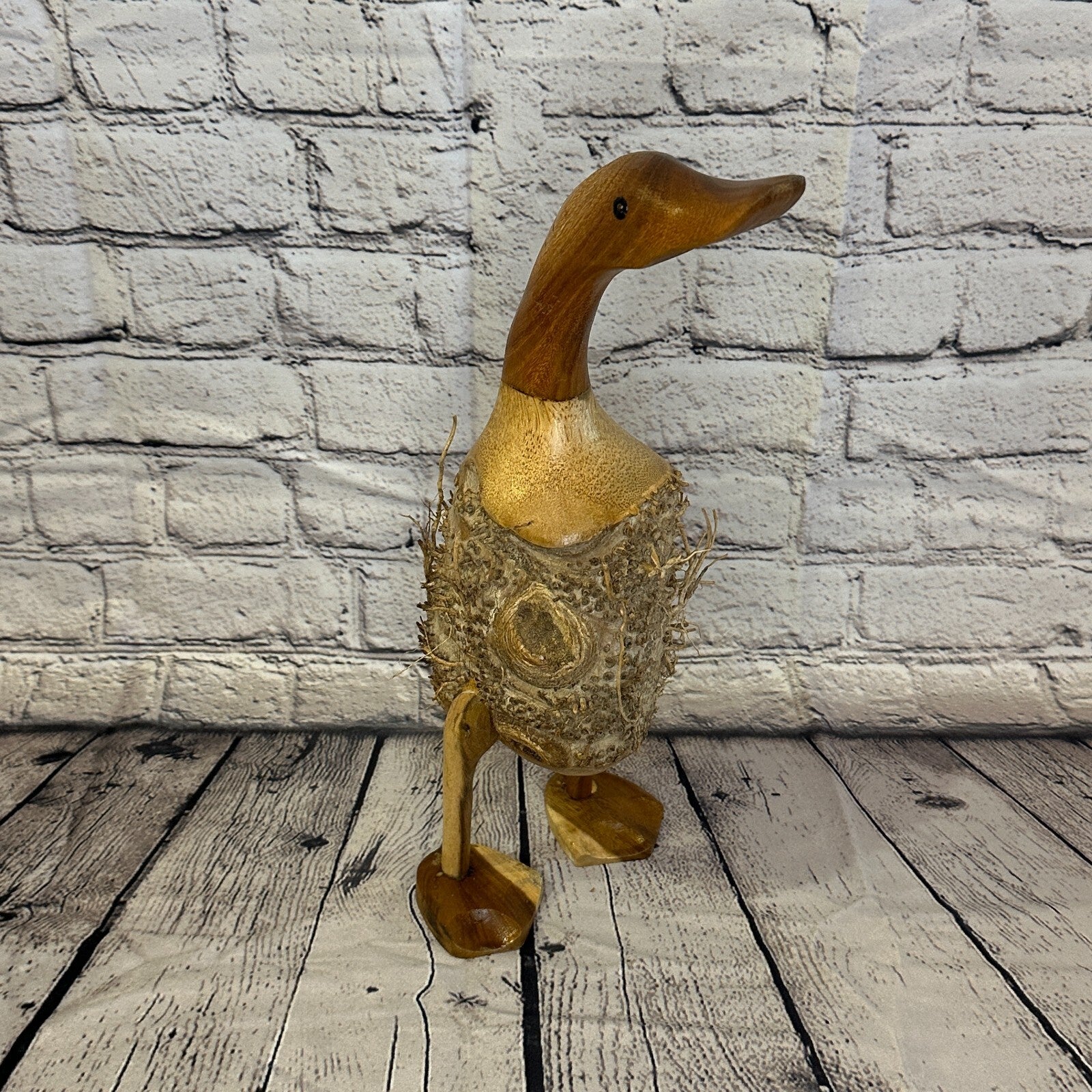 Looking Forward 40cm Tall Wooden Hairy Duckling Baby Duck Bamboo Root Fairtrade0