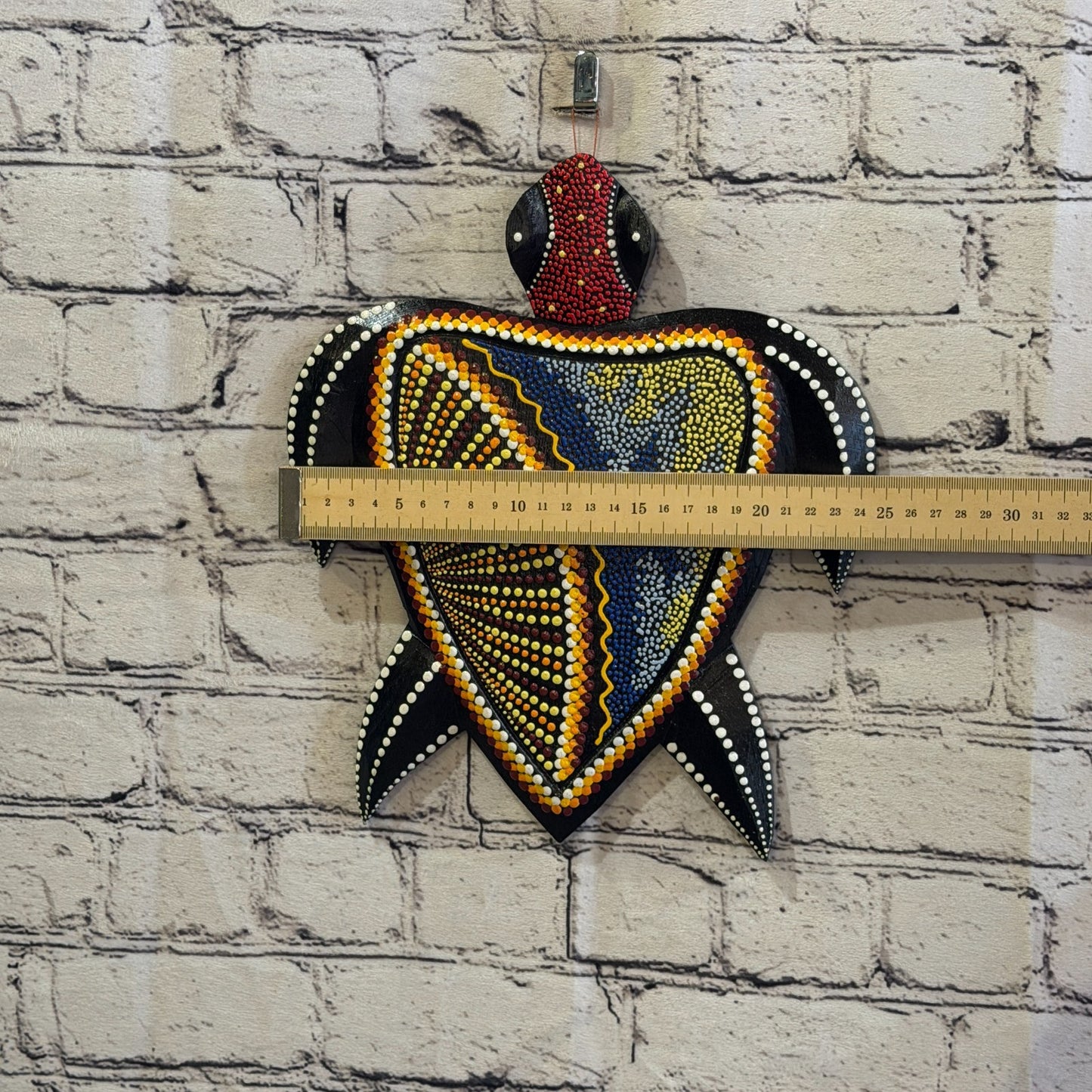 25cm Turtle Carved Wooden Dot Painted Ethnic Tribal Tiki Wall Art No 2 New3