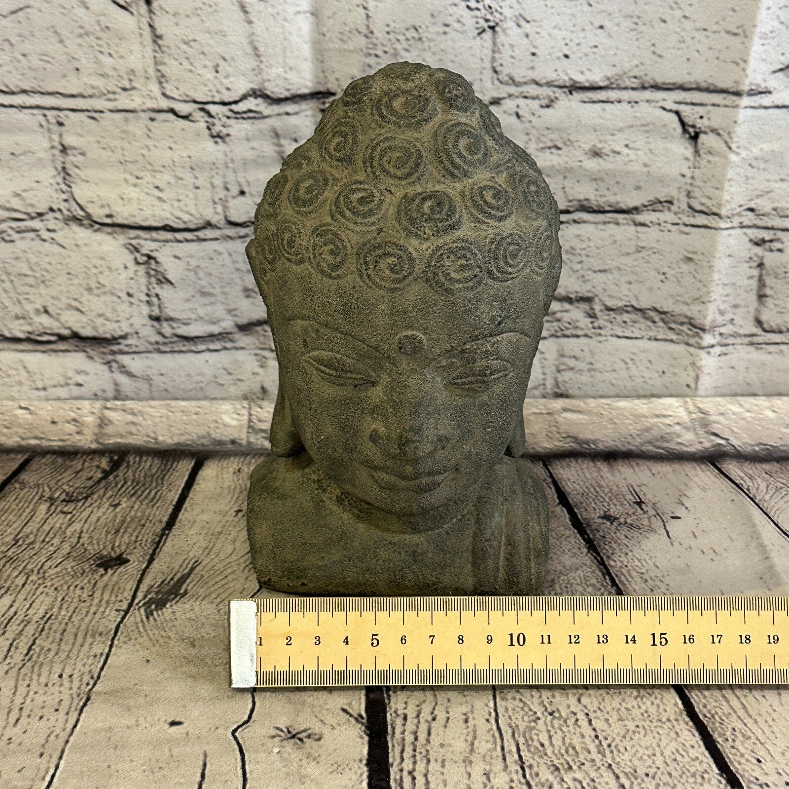 Thai Buddha Head Stone Garden 20cm x 12cm Ornament Outdoor Indoor Statue Hindu8