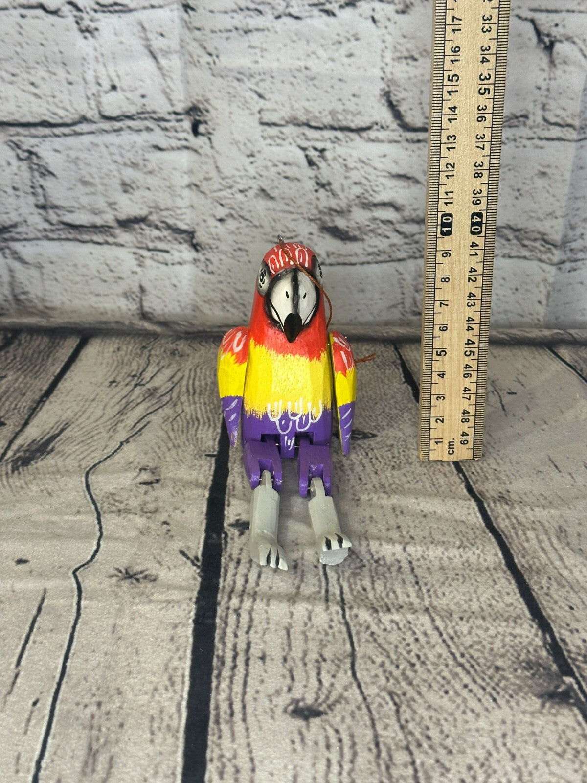 10cm Bright Parrot Sitting Animal, Wooden Shelf Ornament Handmade and Fairtrade6