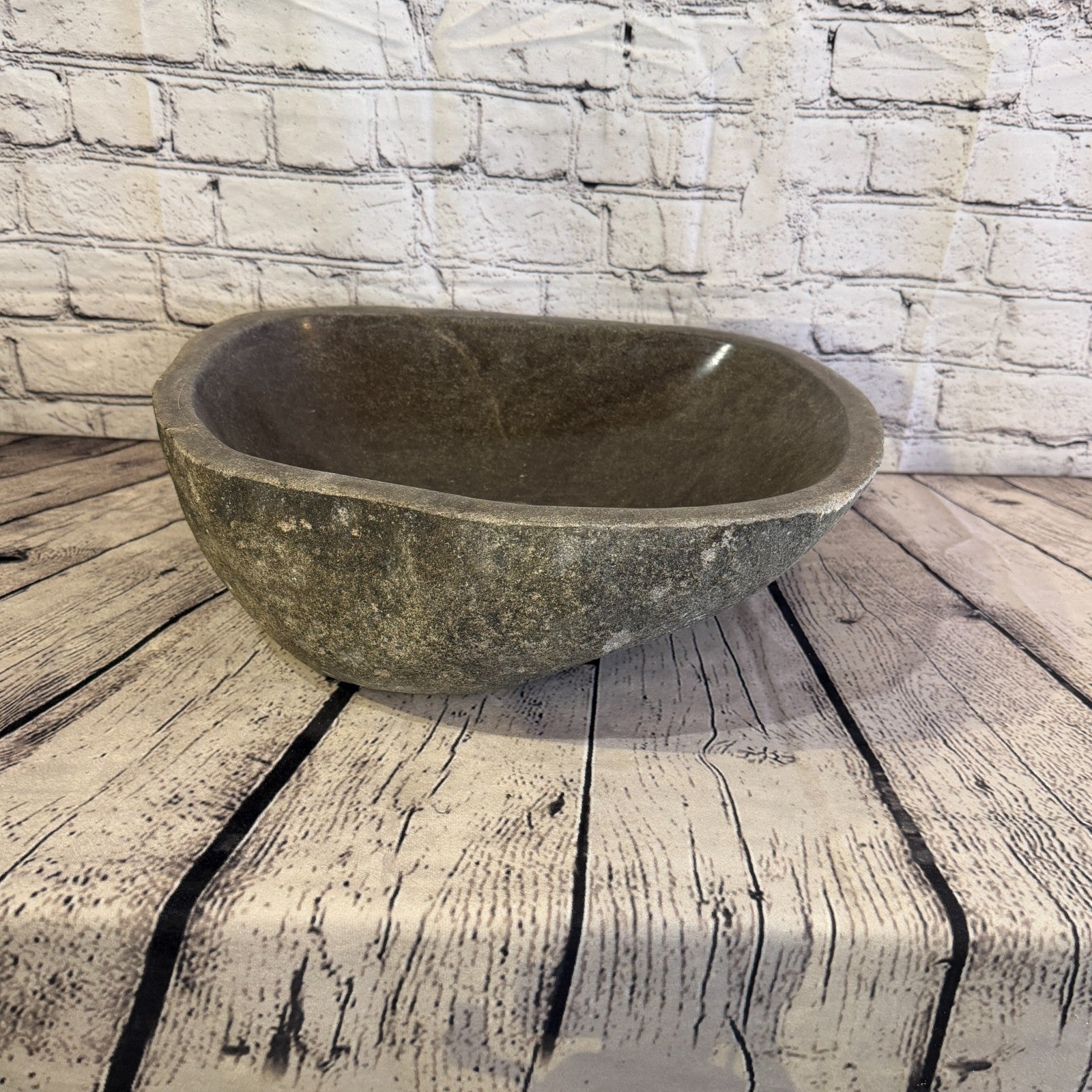 40cm x 34cm Wash Basin Bathroom Counter Top Washing River Stone Bowl Sink No 322