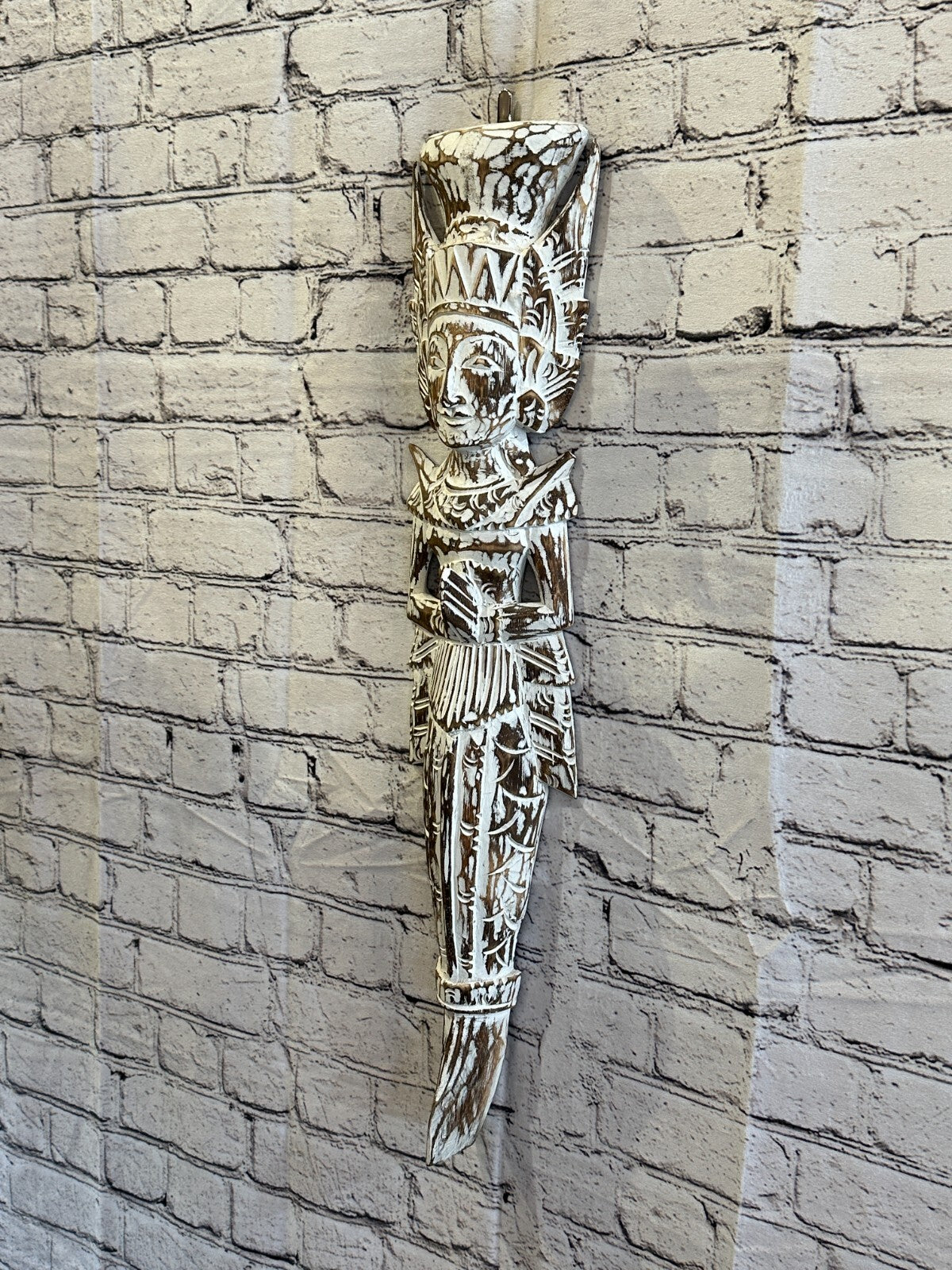 Shabby Brown Sita Dewi Bali Rice Goddess Wings Mermaid Wood Carving 65cm Pair4