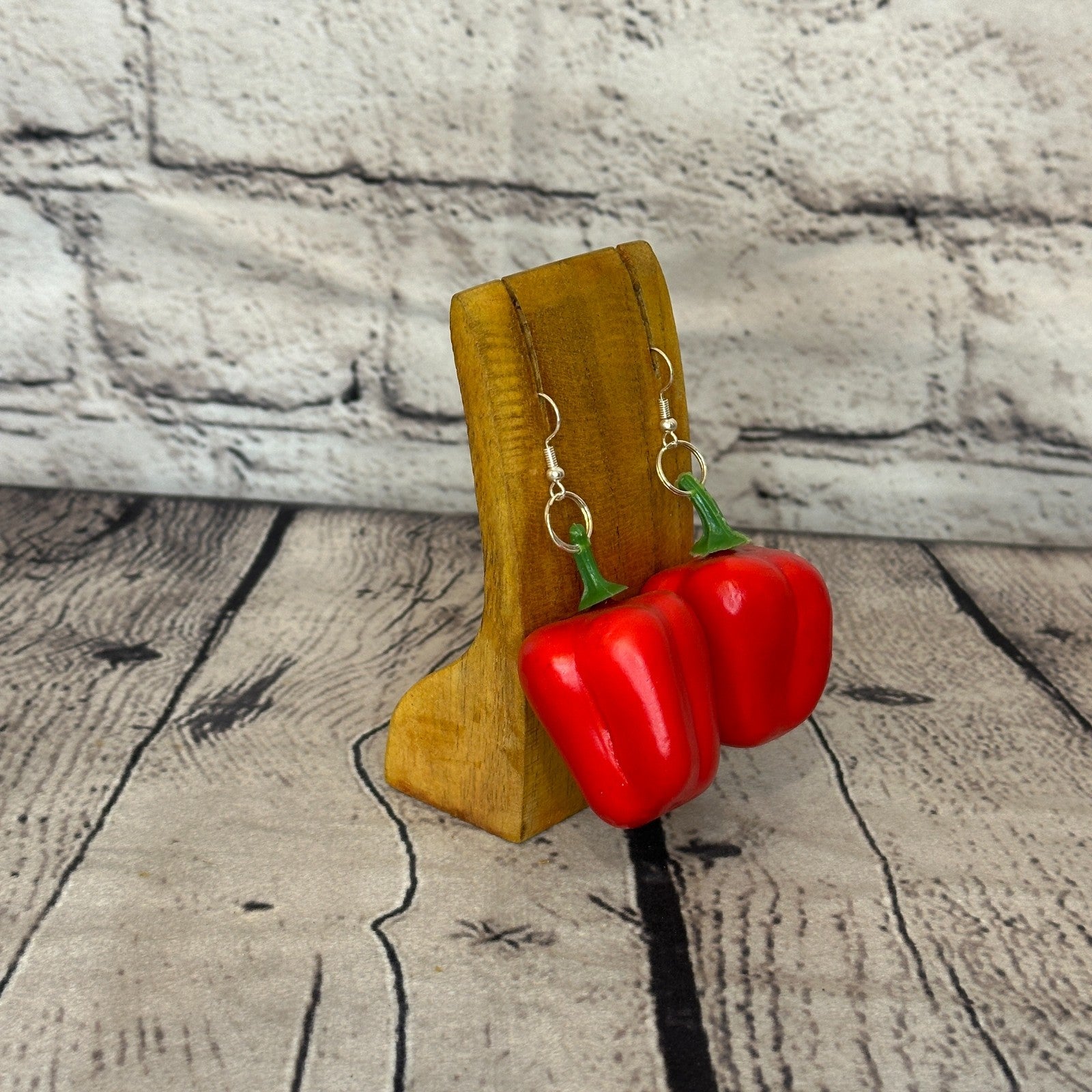 Red Pepper Plastic Novelty Party Dangle Drop Earrings Handmade UK Jewellery2