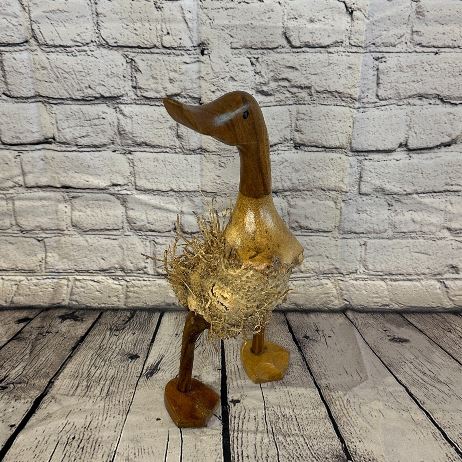 Looking Right 40cm Tall Wooden Hairy Duckling Baby Duck Bamboo Root Fairtrade1