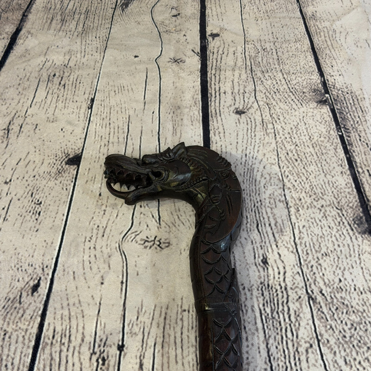 Dragon Head 90cm Tribal African Walking Stick Cane Hand Carved Dark Wood6