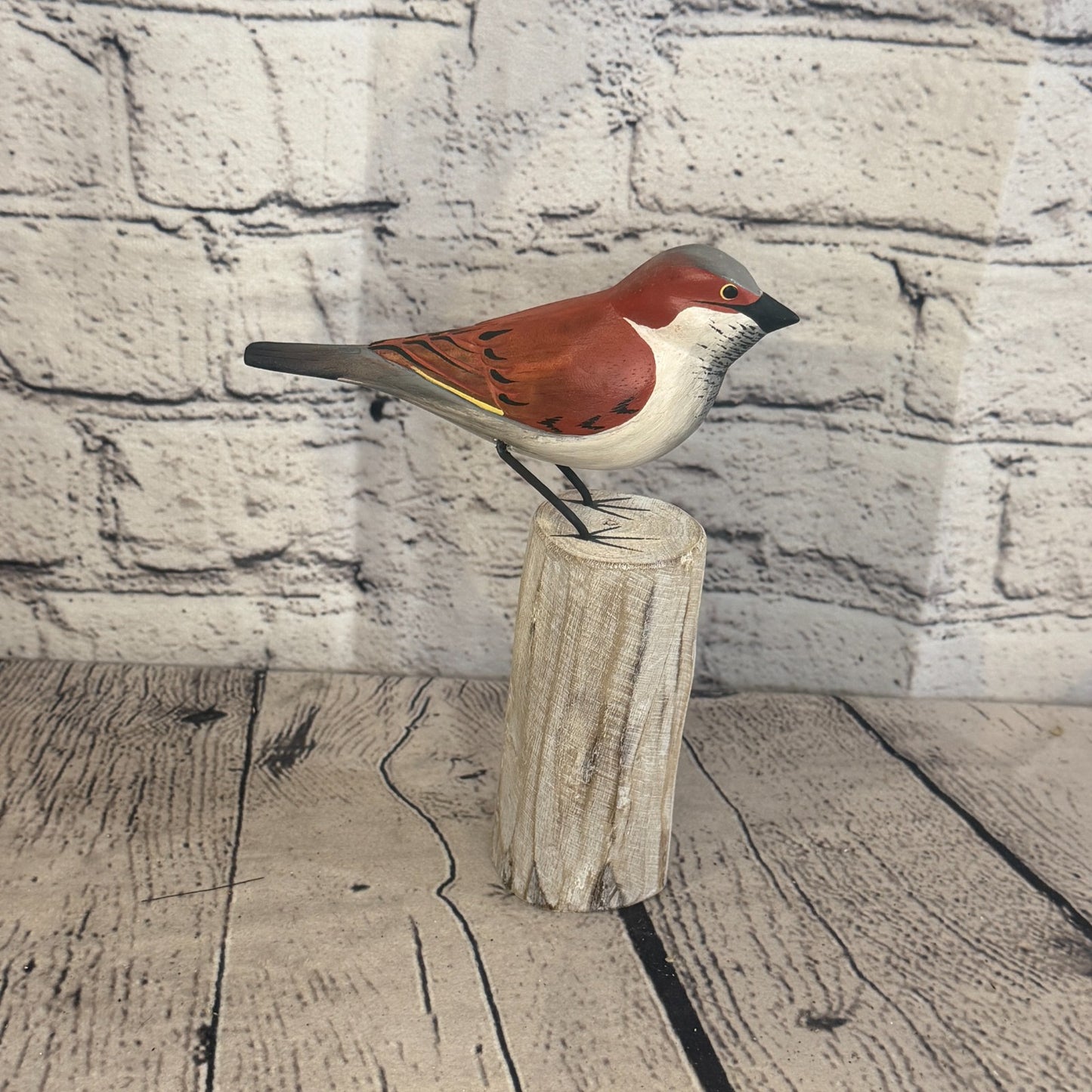 20cm Sparrow Wooden Bird Ornament Seaside Coastal Nautical Handcrafted Decor3