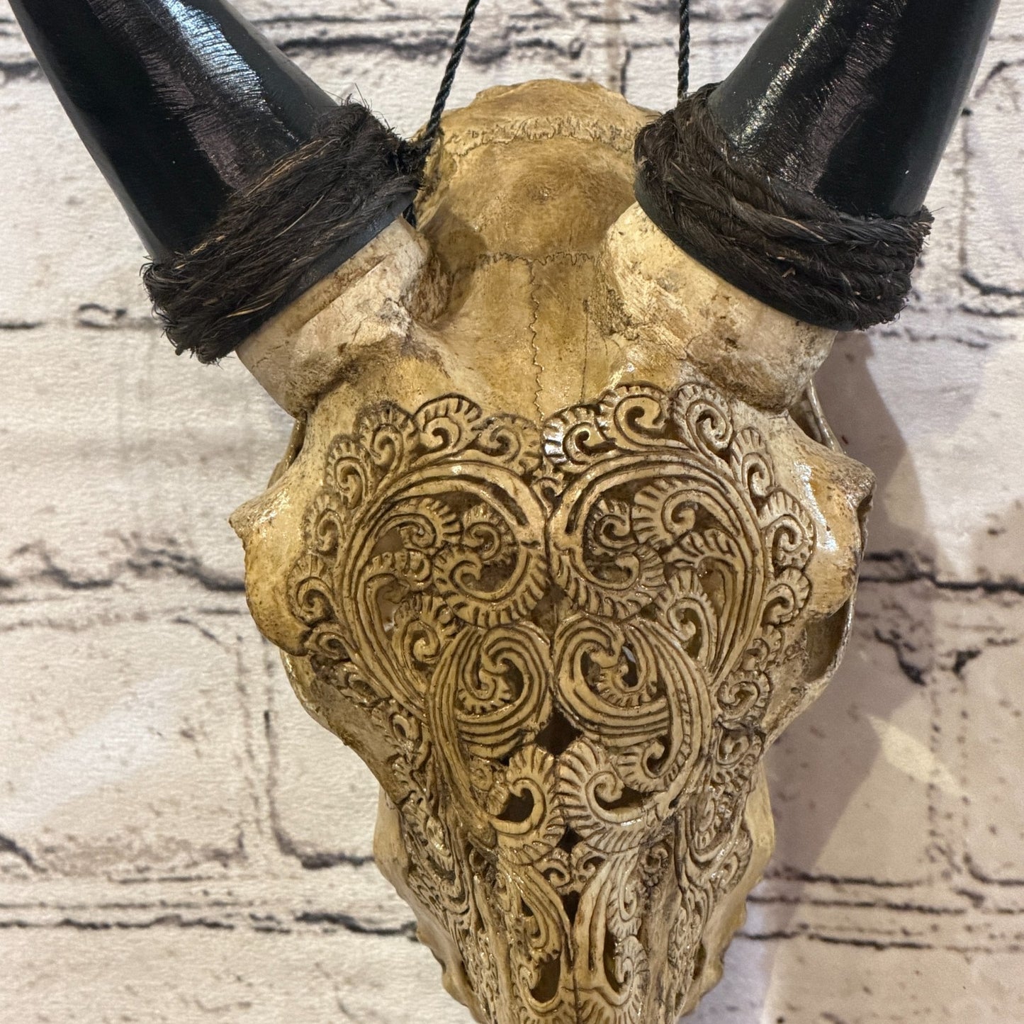 30cm Carved Buffalo Ram Wild Replica Skulls Wall Hanging Carved Stand Design 13
