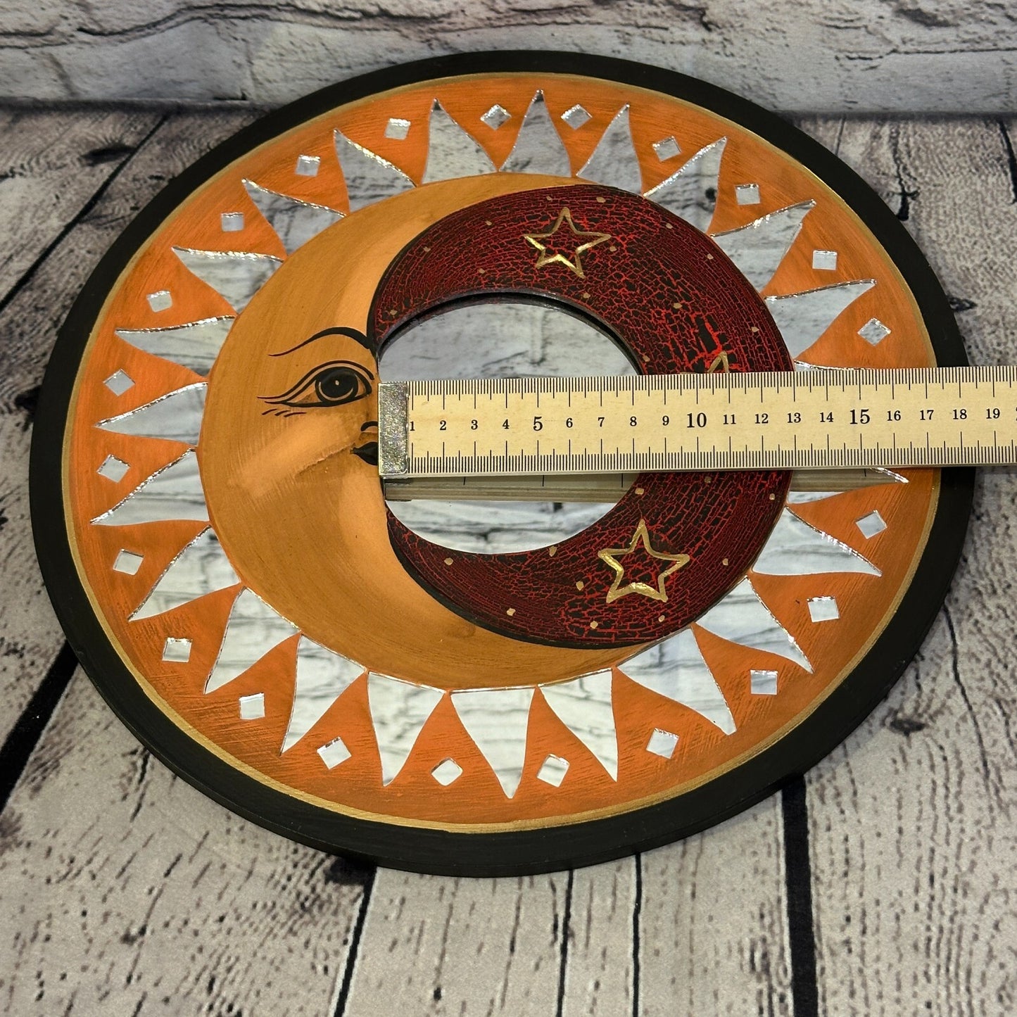 Red Full Moon Mosaic Tile Wall Mirror 30cm x 30cm 12 Inches Handmade Fairtrade5