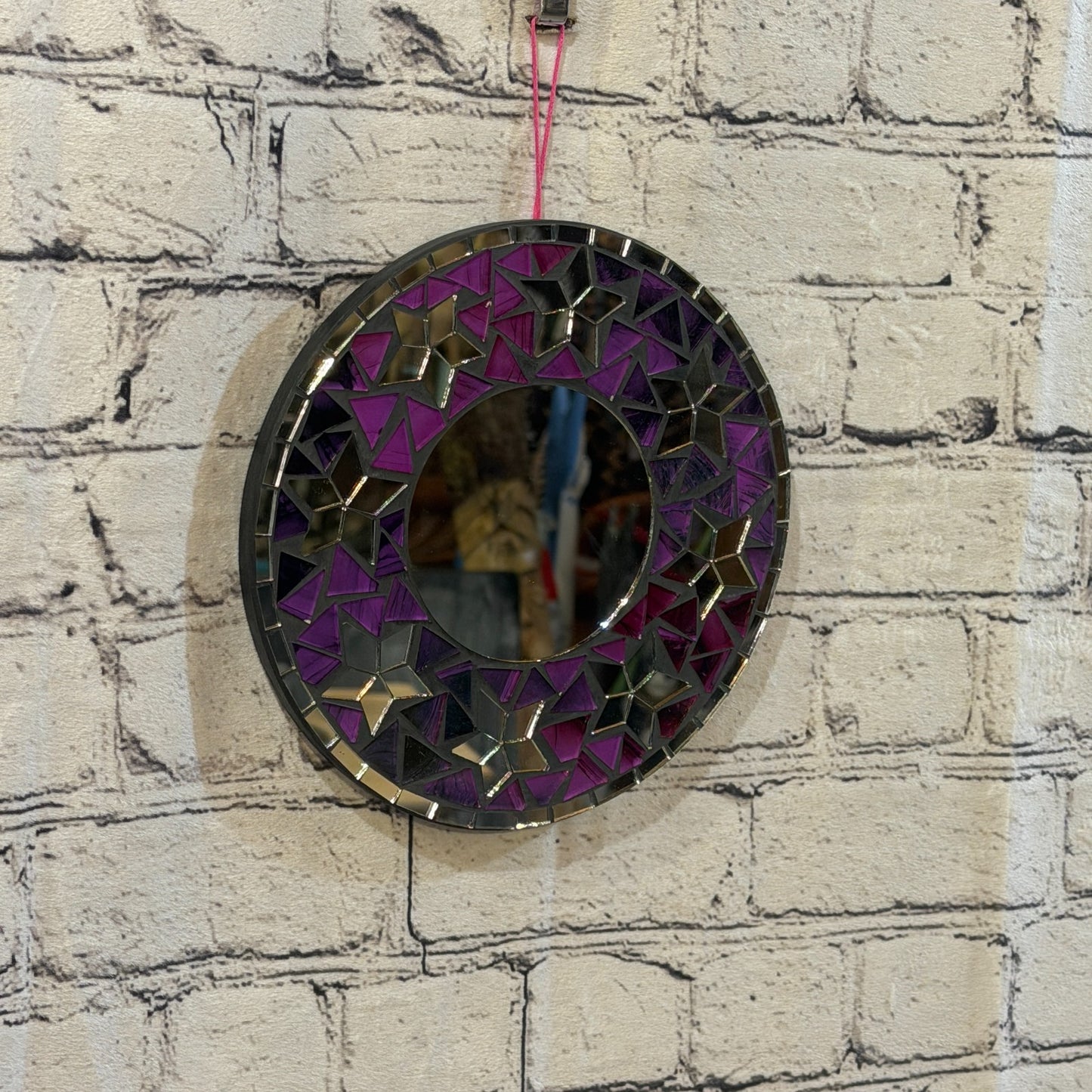 Purple Star Black Mosaic Tile Wall Mirror 20cm x 20cm 8 Inches Handmade0