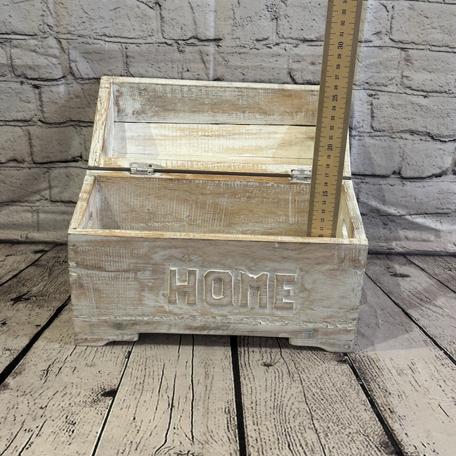 30cm x 20cm x 14cm White Home Wood Box Wooden Chest Storage Craft Handles Lid10