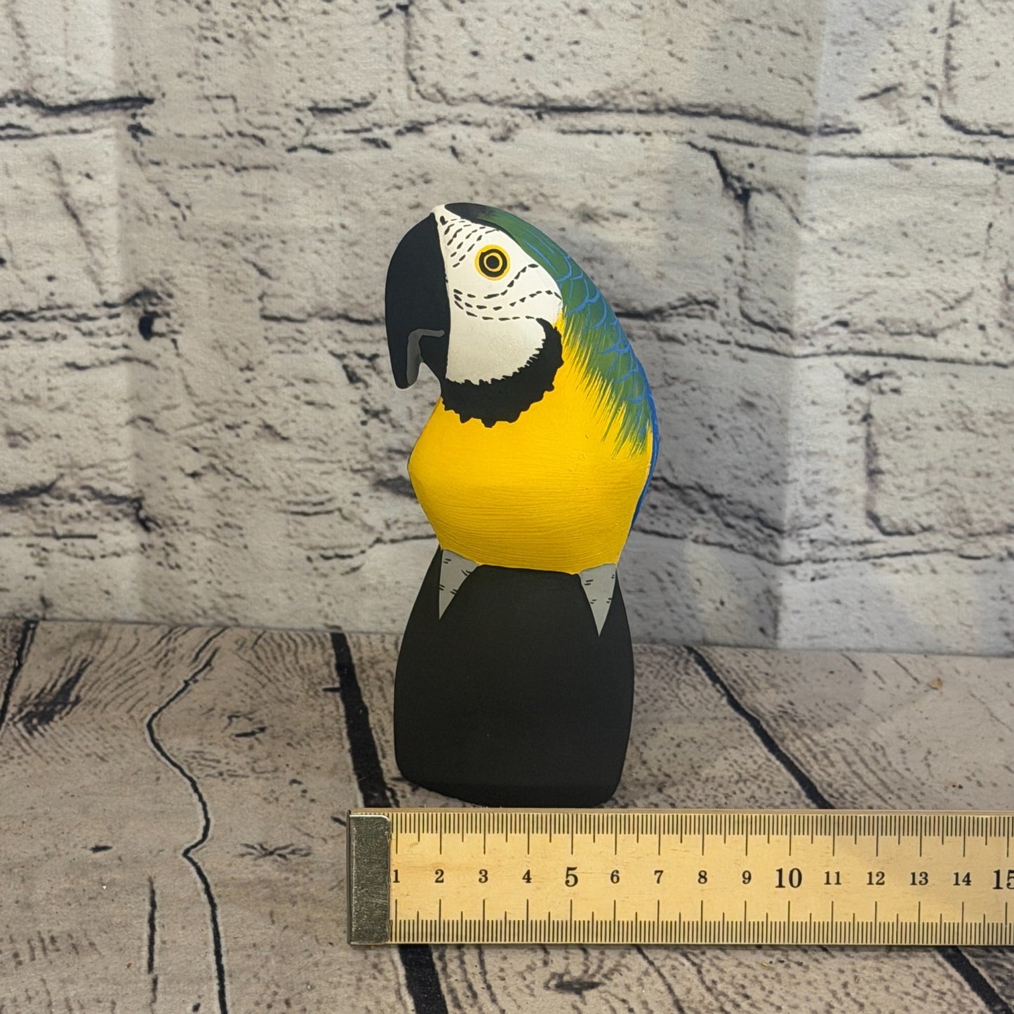15cm Bright Blue Parrot Bird Ornament Statue Fair Trade Hand Made Carved Wood6