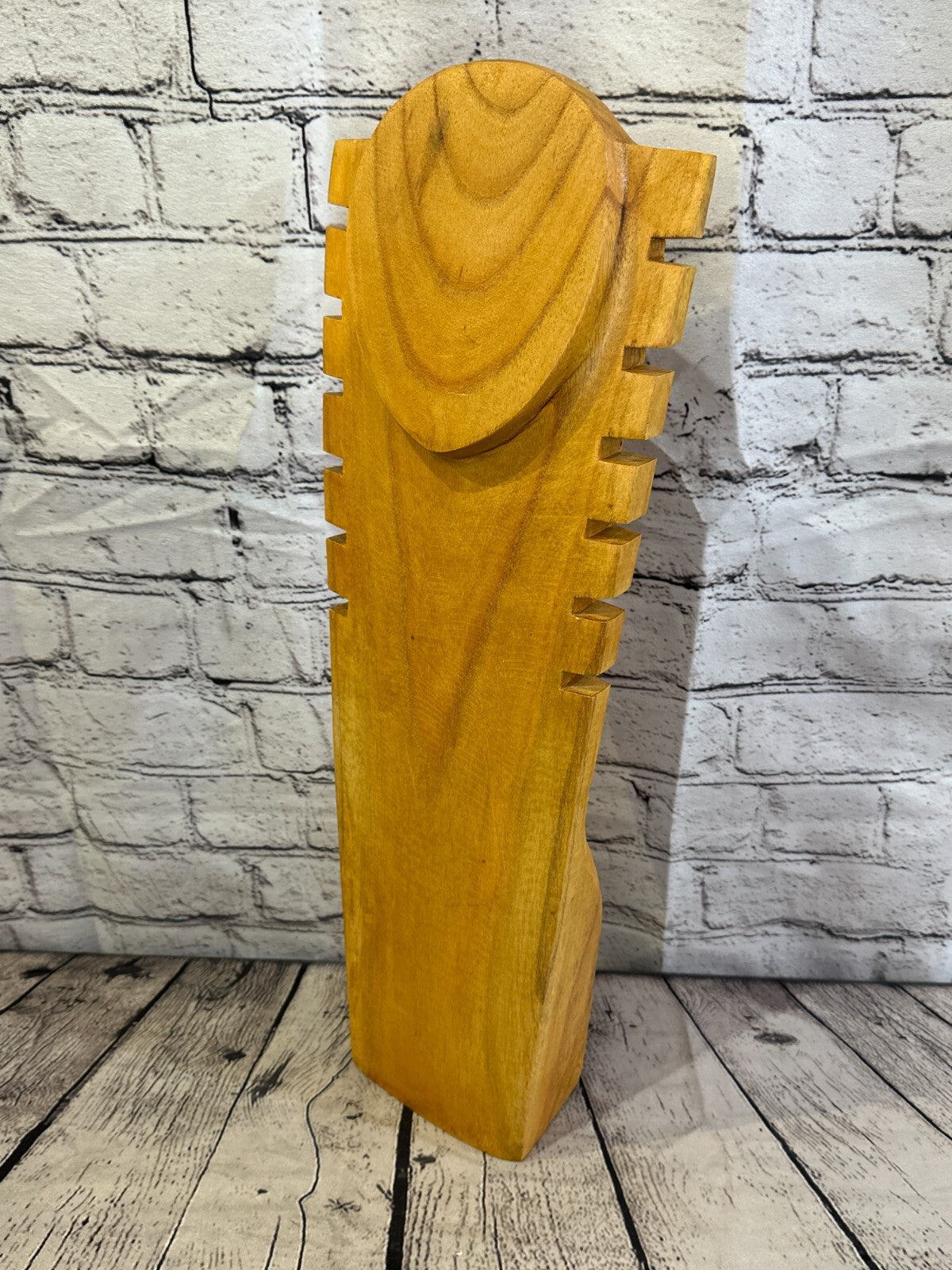 50cm Hand Carved Wooden Necklace On Base Chain Jewellery Display Stand Bust0