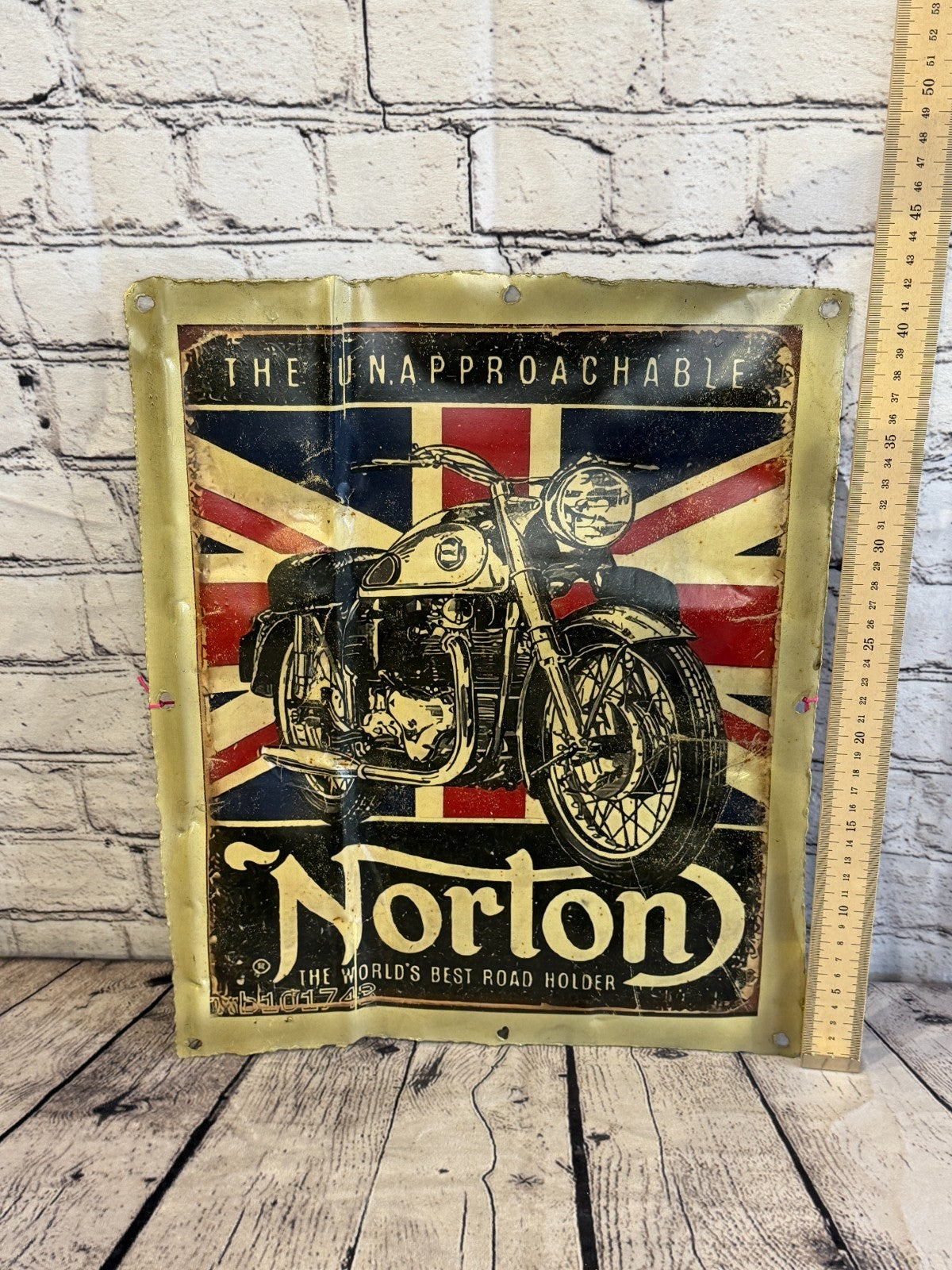 Norton Motorbike Poster Advert Wall Plaque 42cm x 36cm Vintage Retro Tin Sign1