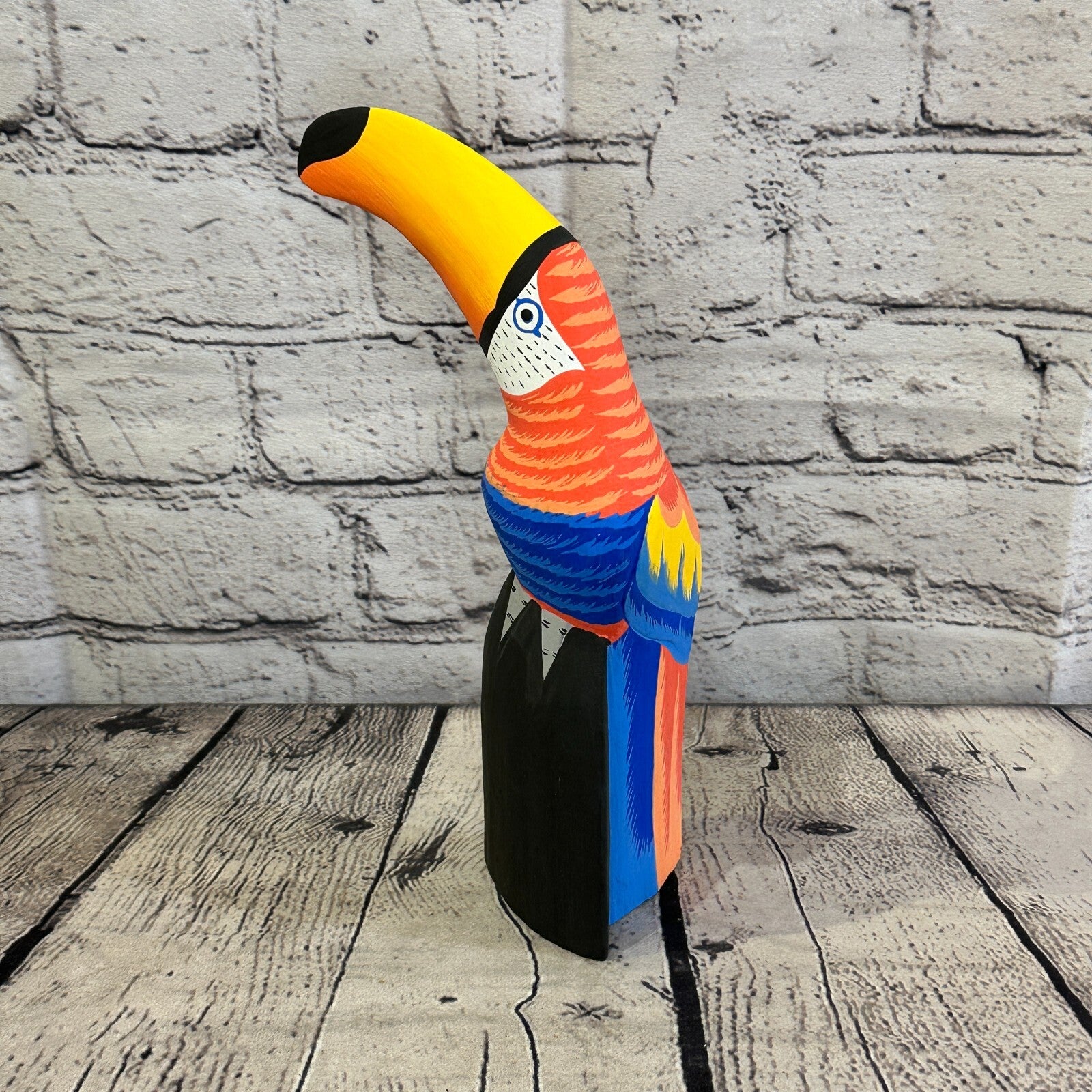 20cm Red Toucan Bird Ornament Statue Fair Trade Hand Made Carved Wood6
