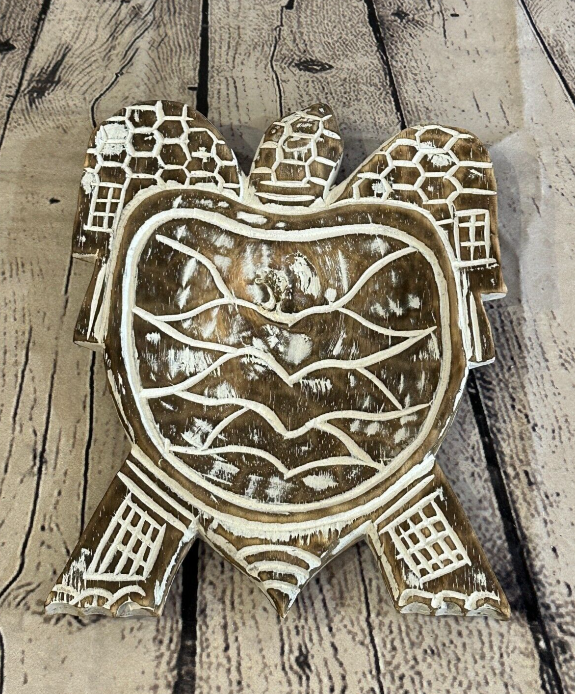 25cm Brown Sea Turtle Bowl Trinket Dish Decoration Designer Mask Wooden Handmade0