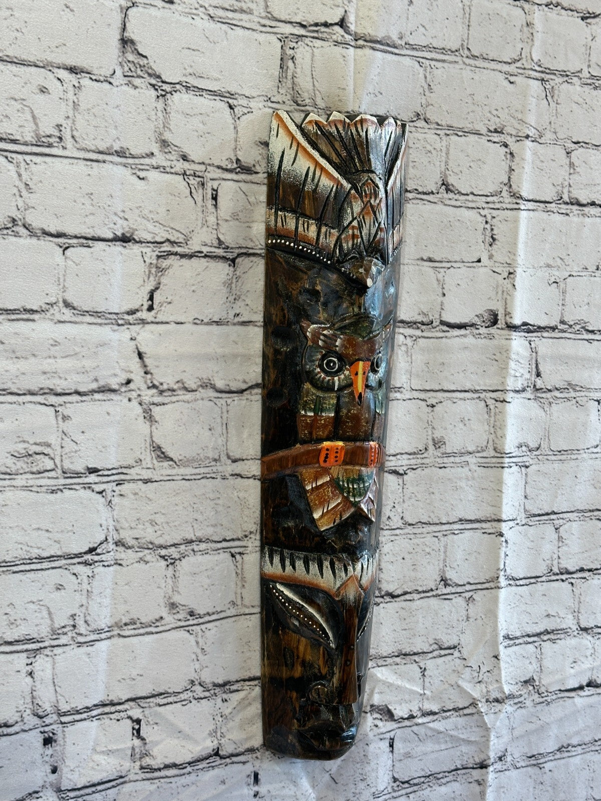 50cm Eagle Owl Hand Carved Fair Trade Wooden Animal Wall Art Wall Hang Mask0