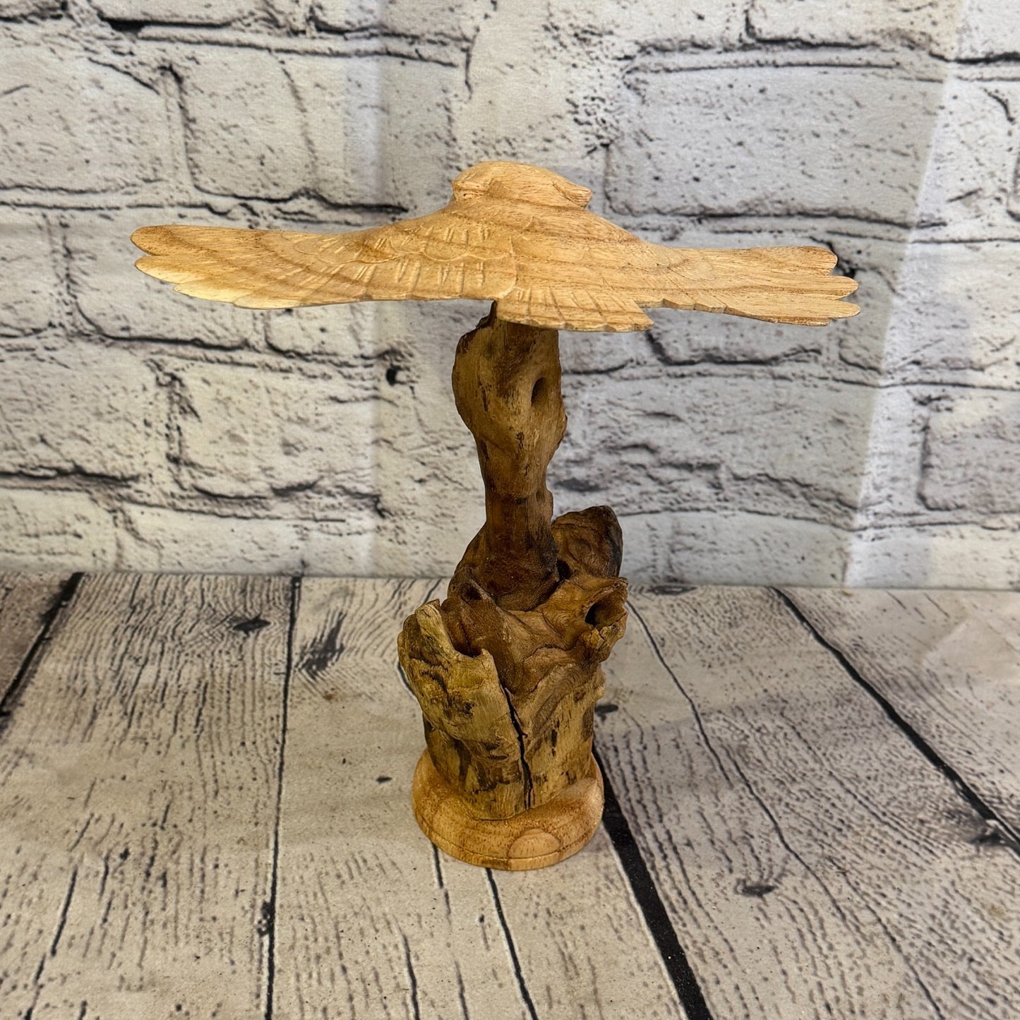 20cm Flying Owl Mushroom Parasite Ornament Natural Carving Fair trade Wooden5