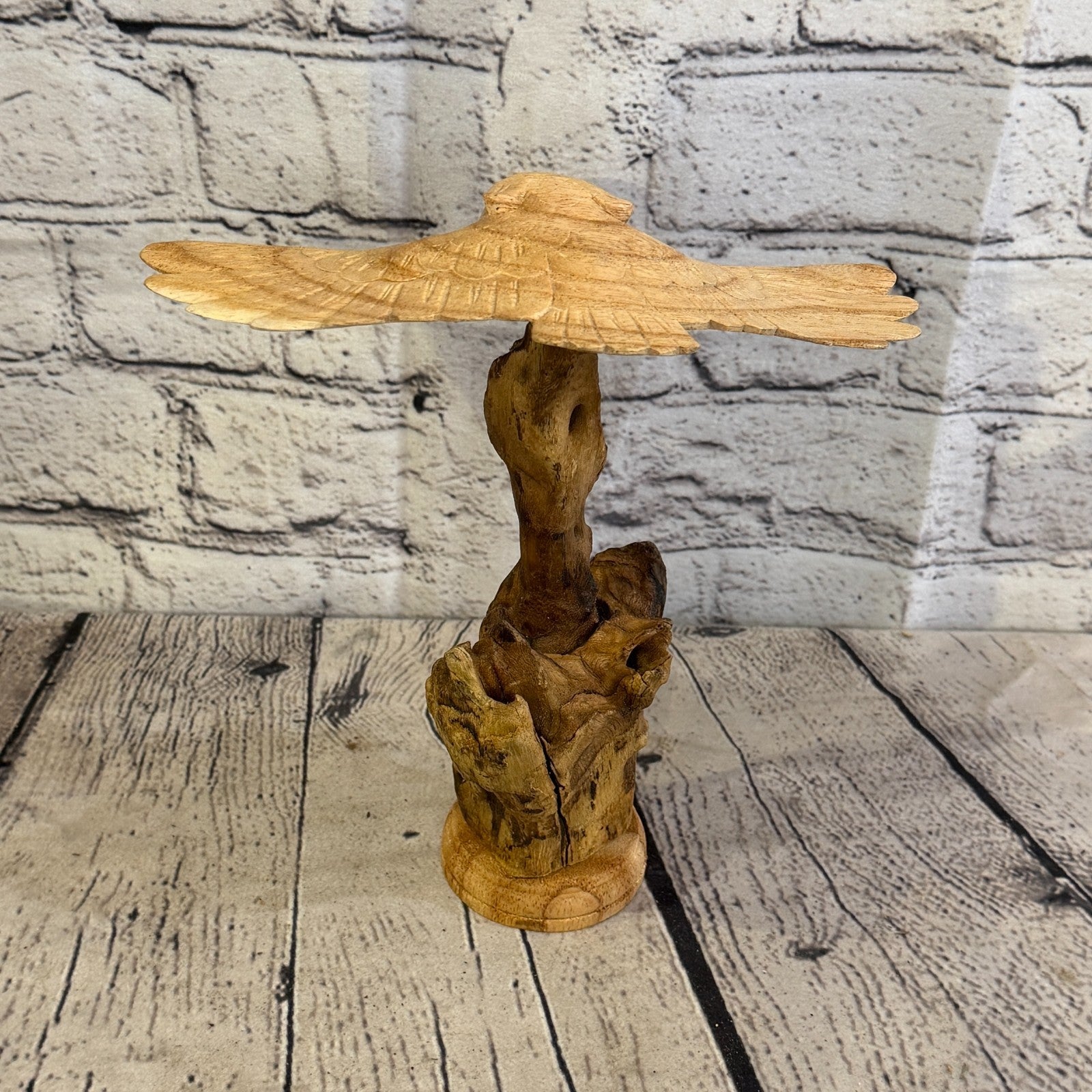 20cm Flying Owl Mushroom Parasite Ornament Natural Carving Fair trade Wooden5