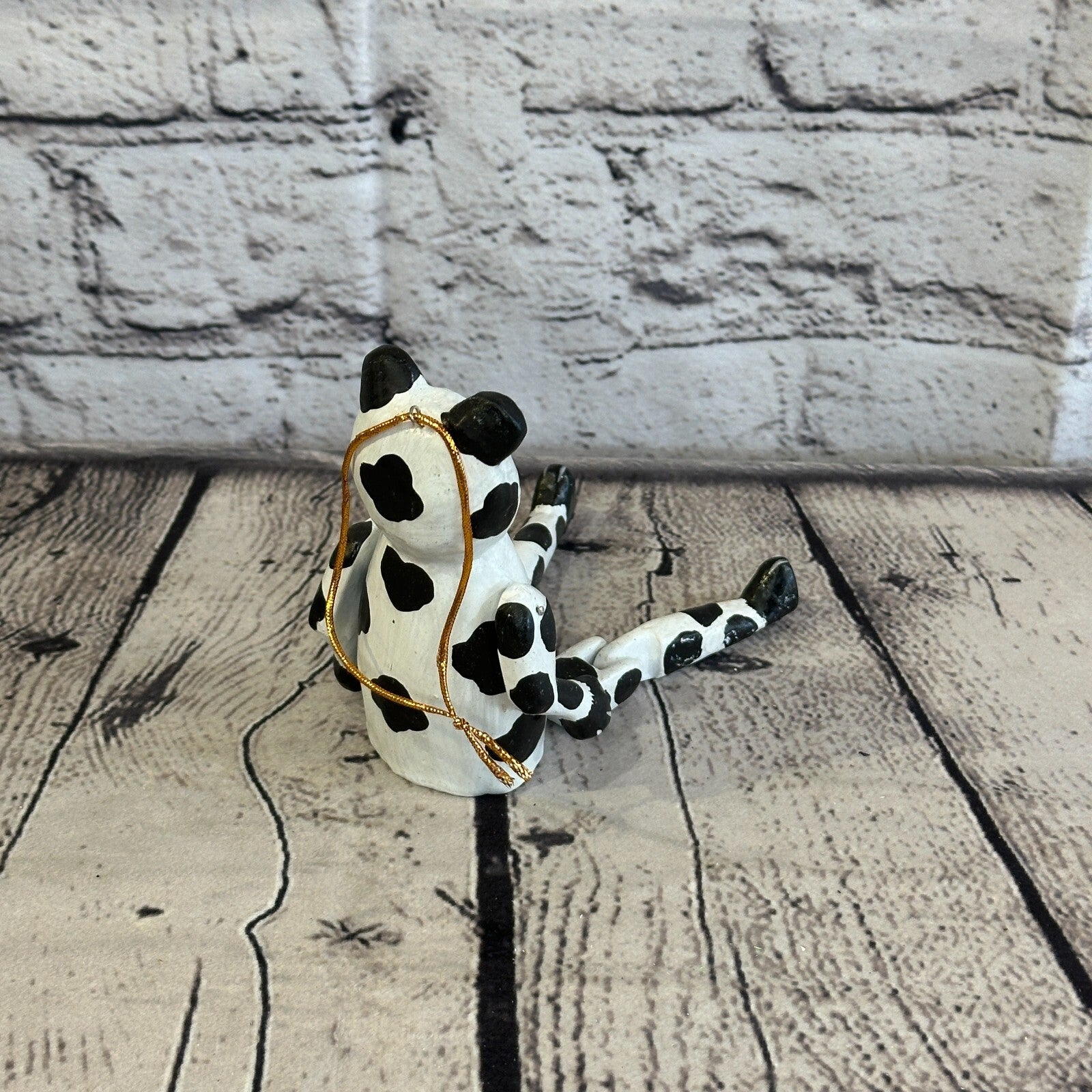 10cm Dotted Panda Sitting Animal, Wooden Shelf Ornament Handmade and Fairtrade4